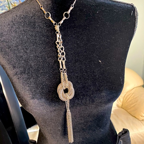 Chico's Jewelry - Chicos silver knotted choker necklace with drop dangle.